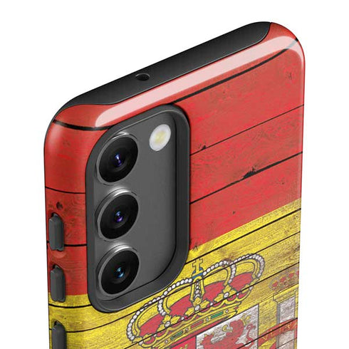 Spain Flag Dark Wood Galaxy S23 Plus Pro Case